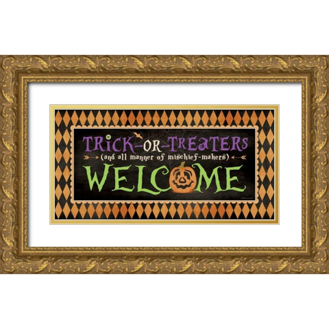 Welcome Gold Ornate Wood Framed Art Print with Double Matting by Marrott, Stephanie