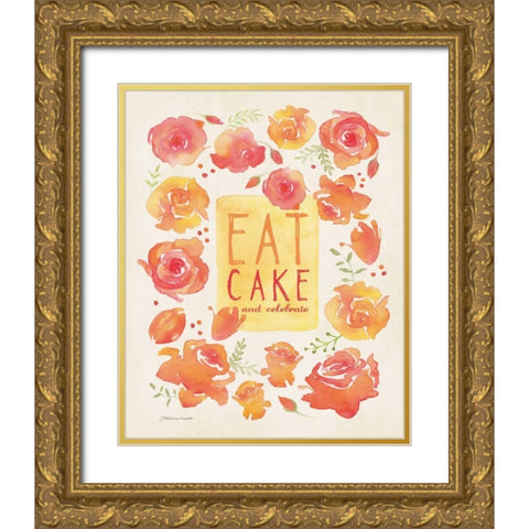 Eat Cake Gold Ornate Wood Framed Art Print with Double Matting by Marrott, Stephanie