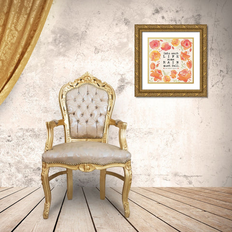 Some Rain Gold Ornate Wood Framed Art Print with Double Matting by Marrott, Stephanie