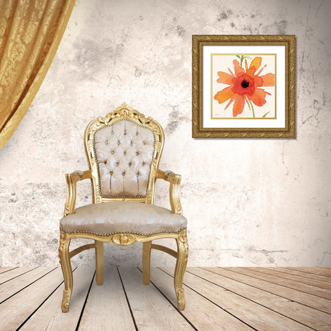 Poppy II Gold Ornate Wood Framed Art Print with Double Matting by Marrott, Stephanie