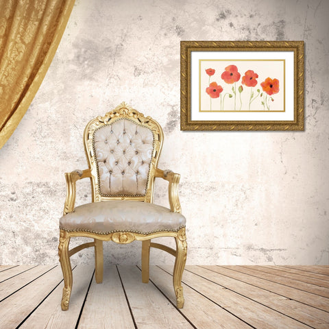 Poppies Gold Ornate Wood Framed Art Print with Double Matting by Marrott, Stephanie