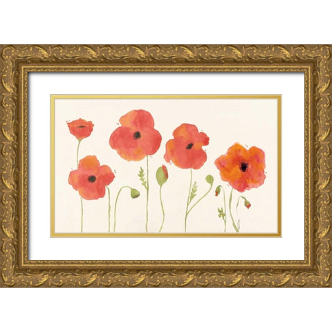 Poppies Gold Ornate Wood Framed Art Print with Double Matting by Marrott, Stephanie