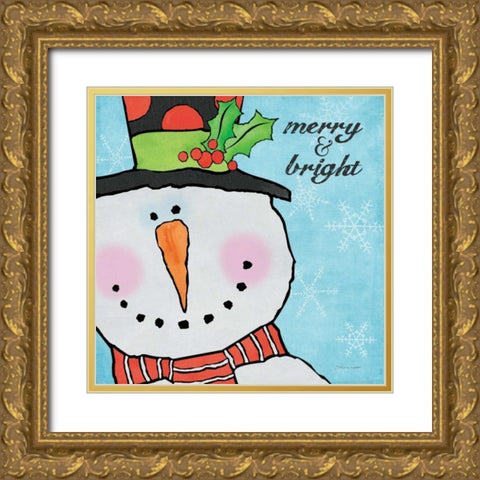 Snowman II Gold Ornate Wood Framed Art Print with Double Matting by Marrott, Stephanie