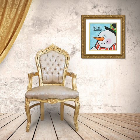 Snowman I Gold Ornate Wood Framed Art Print with Double Matting by Marrott, Stephanie