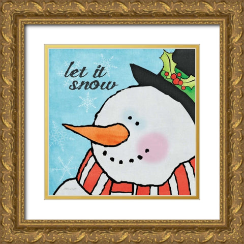 Snowman I Gold Ornate Wood Framed Art Print with Double Matting by Marrott, Stephanie