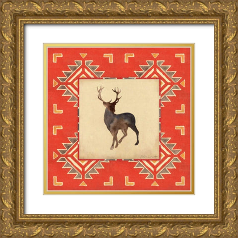 Deer Blanket Gold Ornate Wood Framed Art Print with Double Matting by Marrott, Stephanie