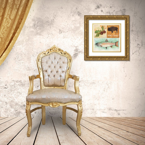lodge Collage VI Gold Ornate Wood Framed Art Print with Double Matting by Marrott, Stephanie
