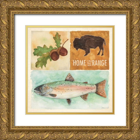 lodge Collage VI Gold Ornate Wood Framed Art Print with Double Matting by Marrott, Stephanie