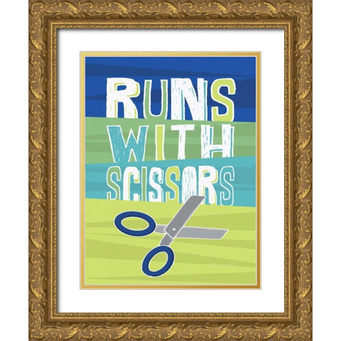 Scissors Gold Ornate Wood Framed Art Print with Double Matting by Marrott, Stephanie