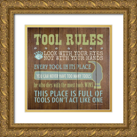 Tool Rules III Gold Ornate Wood Framed Art Print with Double Matting by Marrott, Stephanie