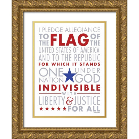 Pledge of Allegience I Gold Ornate Wood Framed Art Print with Double Matting by Marrott, Stephanie