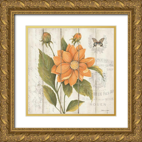 Victorian Dahlia Gold Ornate Wood Framed Art Print with Double Matting by Marrott, Stephanie