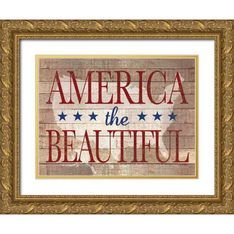 America Gold Ornate Wood Framed Art Print with Double Matting by Marrott, Stephanie