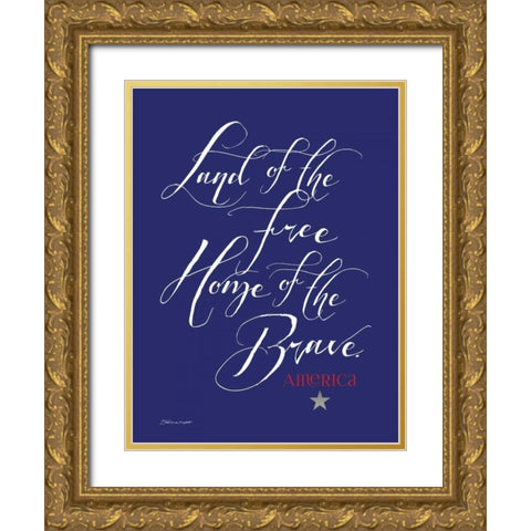 Brave Blue Gold Ornate Wood Framed Art Print with Double Matting by Marrott, Stephanie