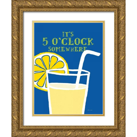 5 OClock Gold Ornate Wood Framed Art Print with Double Matting by Marrott, Stephanie