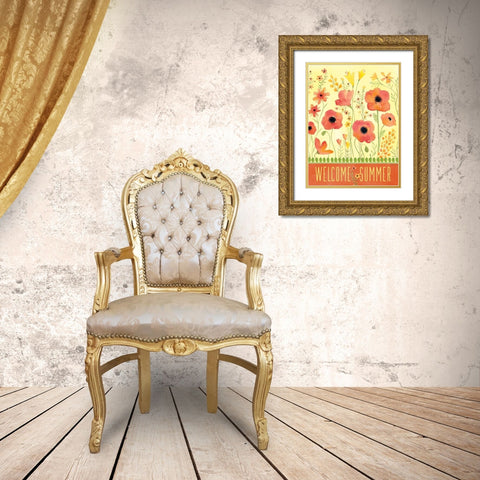 Welcome Summer Gold Ornate Wood Framed Art Print with Double Matting by Marrott, Stephanie