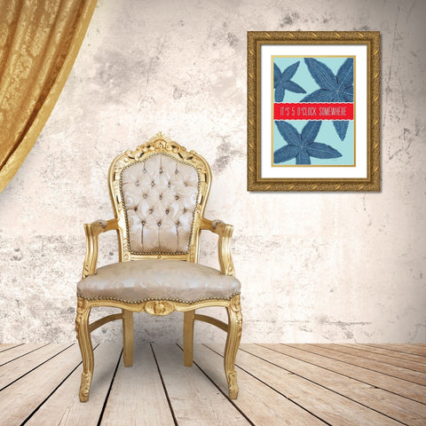 Starfish OClock Gold Ornate Wood Framed Art Print with Double Matting by Marrott, Stephanie