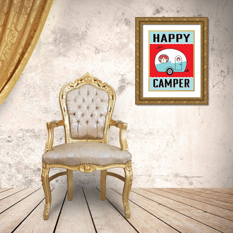 Happy Camper II Gold Ornate Wood Framed Art Print with Double Matting by Marrott, Stephanie