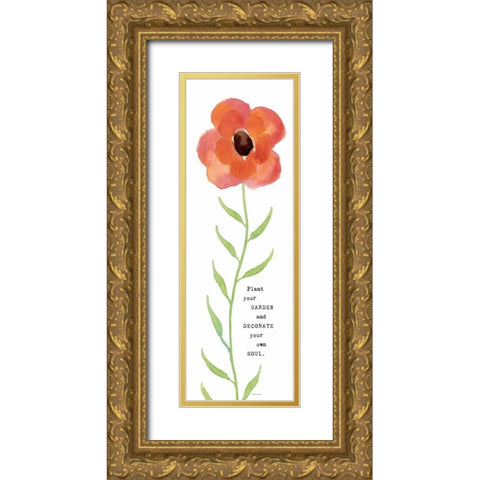 Happy Flower Gold Ornate Wood Framed Art Print with Double Matting by Marrott, Stephanie