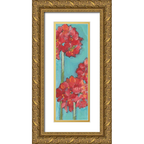 Red Alliums Gold Ornate Wood Framed Art Print with Double Matting by Marrott, Stephanie