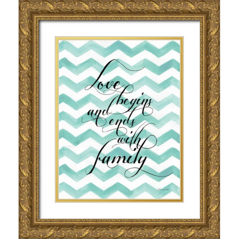 Love Begins Gold Ornate Wood Framed Art Print with Double Matting by Marrott, Stephanie