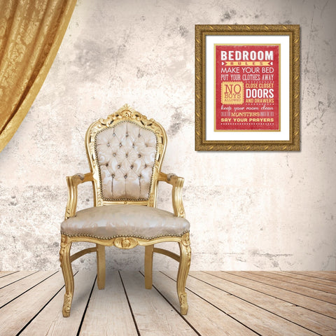 Bedroom Rules II Gold Ornate Wood Framed Art Print with Double Matting by Marrott, Stephanie