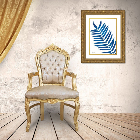 Palm in Blue Gold Ornate Wood Framed Art Print with Double Matting by Marrott, Stephanie