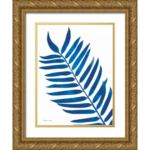 Palm in Blue Gold Ornate Wood Framed Art Print with Double Matting by Marrott, Stephanie