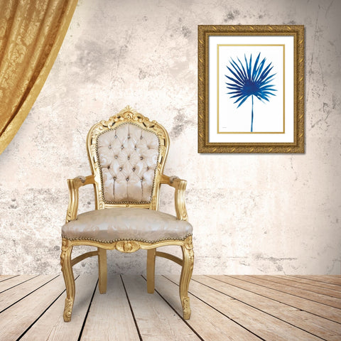 Fan in Blue Gold Ornate Wood Framed Art Print with Double Matting by Marrott, Stephanie