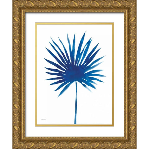 Fan in Blue Gold Ornate Wood Framed Art Print with Double Matting by Marrott, Stephanie