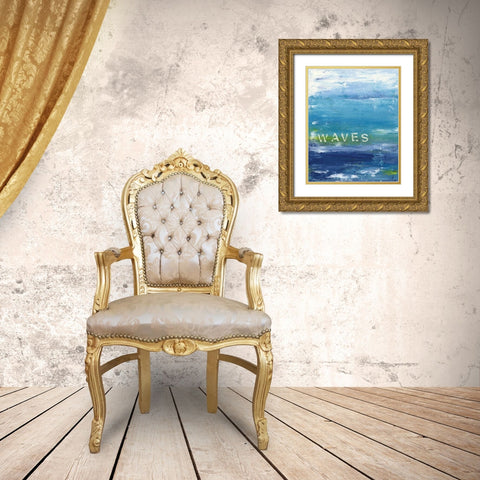 Waves Gold Ornate Wood Framed Art Print with Double Matting by Marrott, Stephanie