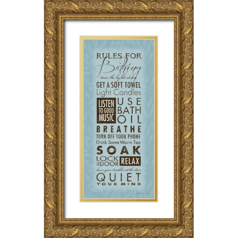 Rules For Bathing I Gold Ornate Wood Framed Art Print with Double Matting by Marrott, Stephanie