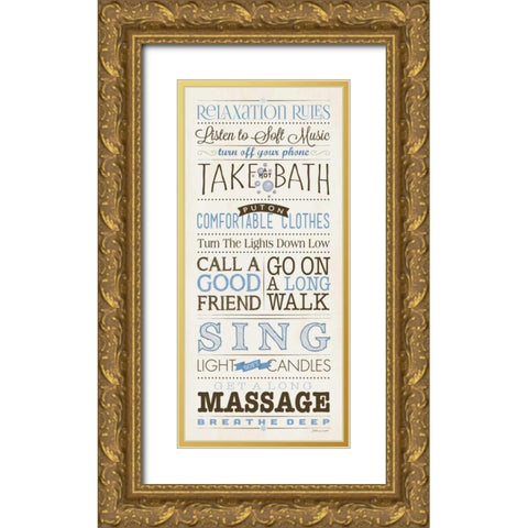 Relax Rules I Gold Ornate Wood Framed Art Print with Double Matting by Marrott, Stephanie