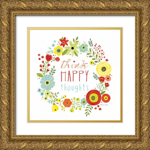 Happy Thoughts Gold Ornate Wood Framed Art Print with Double Matting by Marrott, Stephanie