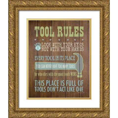 Tool Rules IV Gold Ornate Wood Framed Art Print with Double Matting by Marrott, Stephanie