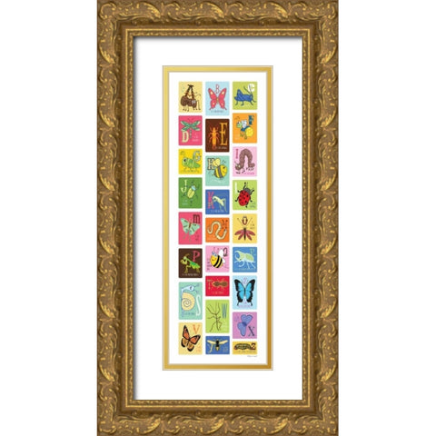 Bug Alphabet II Gold Ornate Wood Framed Art Print with Double Matting by Marrott, Stephanie