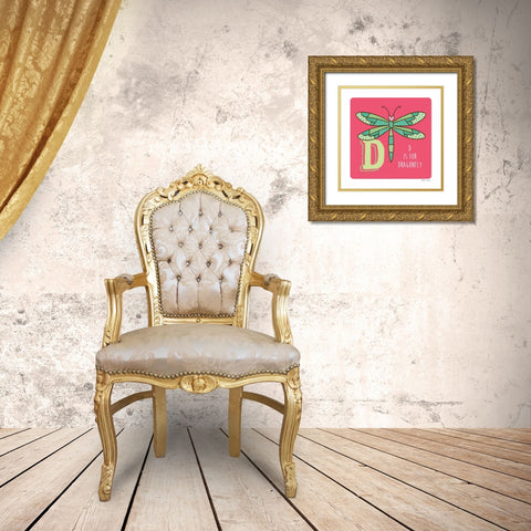 D is For Dragonfly Gold Ornate Wood Framed Art Print with Double Matting by Marrott, Stephanie