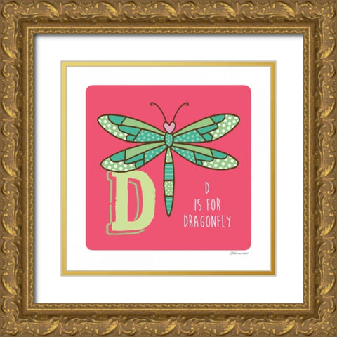 D is For Dragonfly Gold Ornate Wood Framed Art Print with Double Matting by Marrott, Stephanie