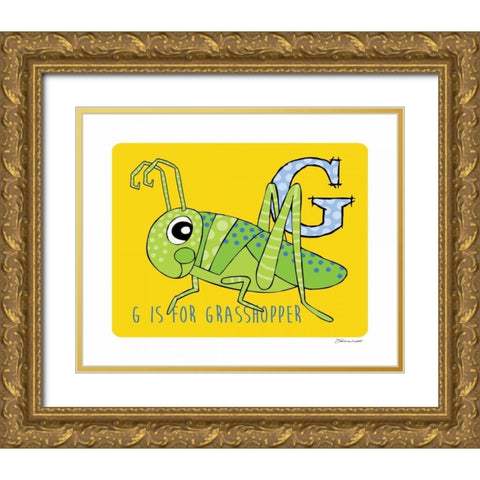G is For Grasshopper Gold Ornate Wood Framed Art Print with Double Matting by Marrott, Stephanie