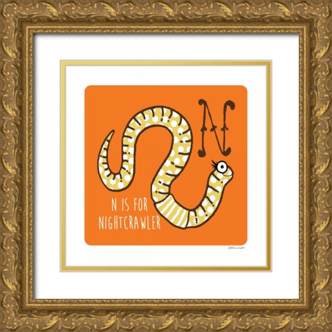 N is For Nightcrawler Gold Ornate Wood Framed Art Print with Double Matting by Marrott, Stephanie