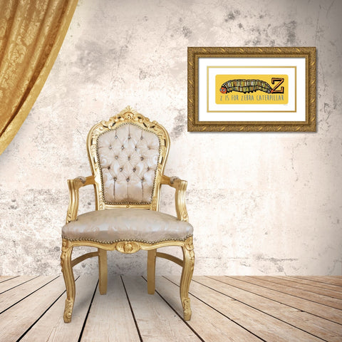 Z is For Zebra Gold Ornate Wood Framed Art Print with Double Matting by Marrott, Stephanie