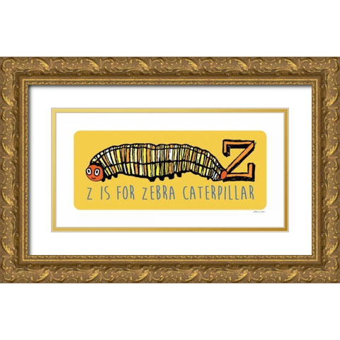 Z is For Zebra Gold Ornate Wood Framed Art Print with Double Matting by Marrott, Stephanie