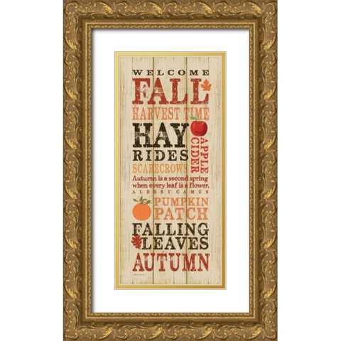 Welcome Harvest Gold Ornate Wood Framed Art Print with Double Matting by Marrott, Stephanie