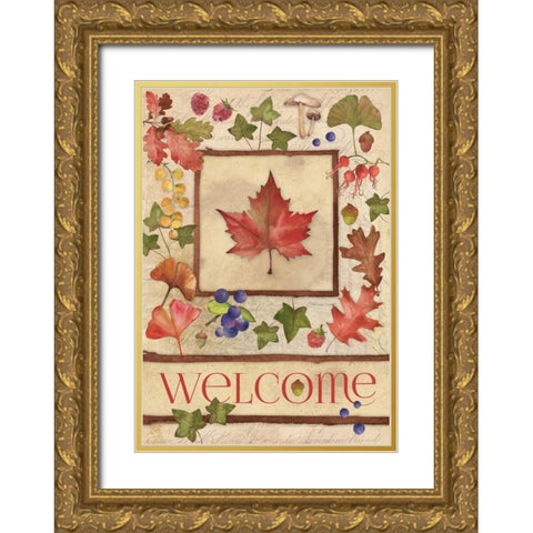 Welcome Fall II Gold Ornate Wood Framed Art Print with Double Matting by Marrott, Stephanie