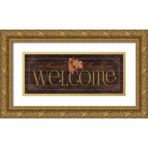 Welcome Gold Ornate Wood Framed Art Print with Double Matting by Marrott, Stephanie