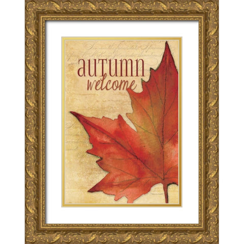 Autumn Welcome I Gold Ornate Wood Framed Art Print with Double Matting by Marrott, Stephanie