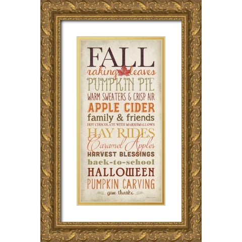 Elements of Fall Gold Ornate Wood Framed Art Print with Double Matting by Marrott, Stephanie