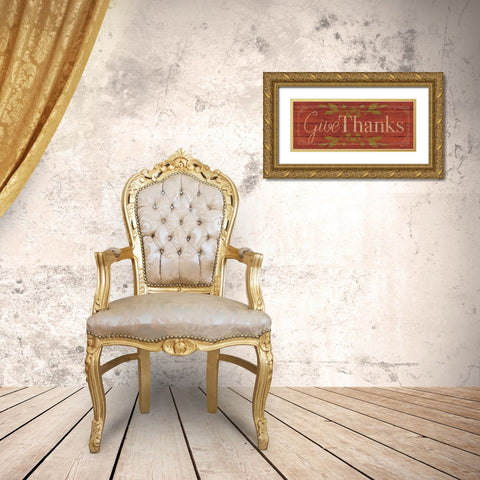 Give Thanks II Gold Ornate Wood Framed Art Print with Double Matting by Marrott, Stephanie