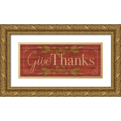 Give Thanks II Gold Ornate Wood Framed Art Print with Double Matting by Marrott, Stephanie