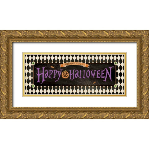 Happy Halloween II Gold Ornate Wood Framed Art Print with Double Matting by Marrott, Stephanie